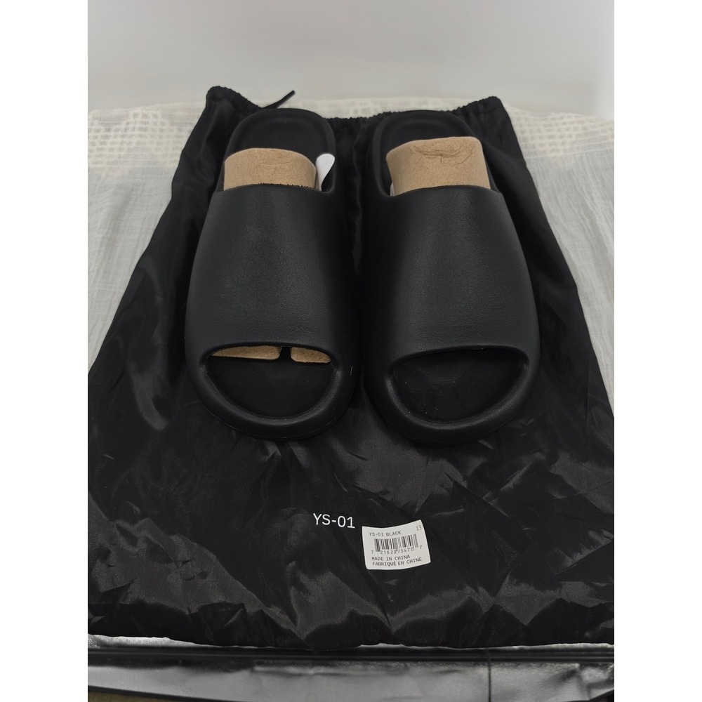 YS-01 Black Slide Sandals Women Lightweight Open Toe Platform Foam Slides 13